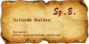 Szlovák Balázs névjegykártya